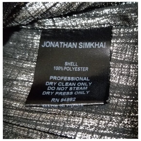 Jonathan Simkhai Blouse Metallic Silver Plisse Ruffle Flowy V Neck Holiday NYE - Picture 9 of 10